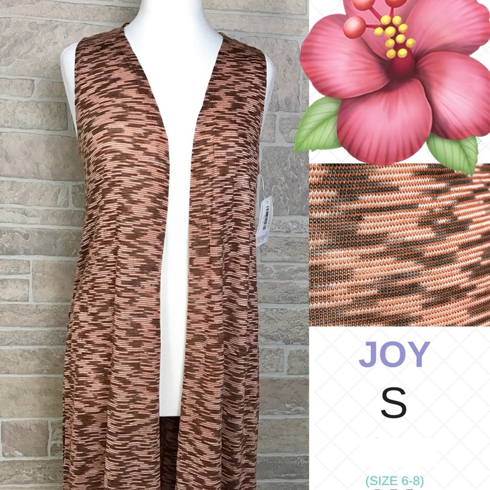 S LuLaRoe Brown Patterned Joy Vest